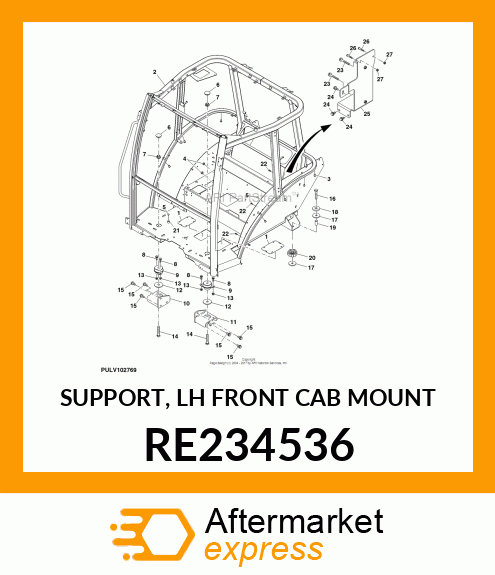 SUPPORT, LH FRONT CAB MOUNT RE234536