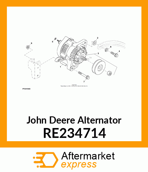 ALTERNATOR, ALTERNATOR, 43 AMP MICO RE234714