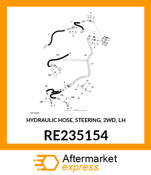 HYDRAULIC HOSE, STEERING, 2WD, LH RE235154