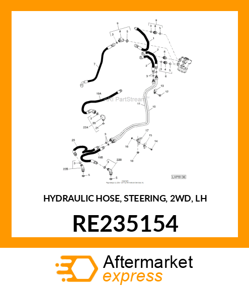 HYDRAULIC HOSE, STEERING, 2WD, LH RE235154