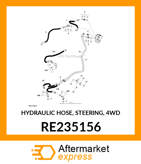 HYDRAULIC HOSE, STEERING, 4WD RE235156