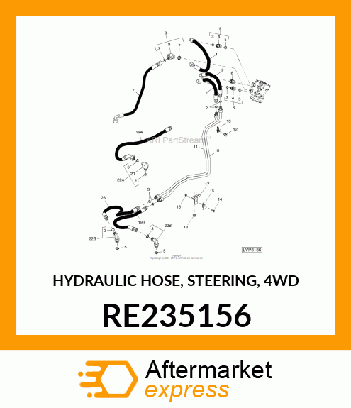 HYDRAULIC HOSE, STEERING, 4WD RE235156