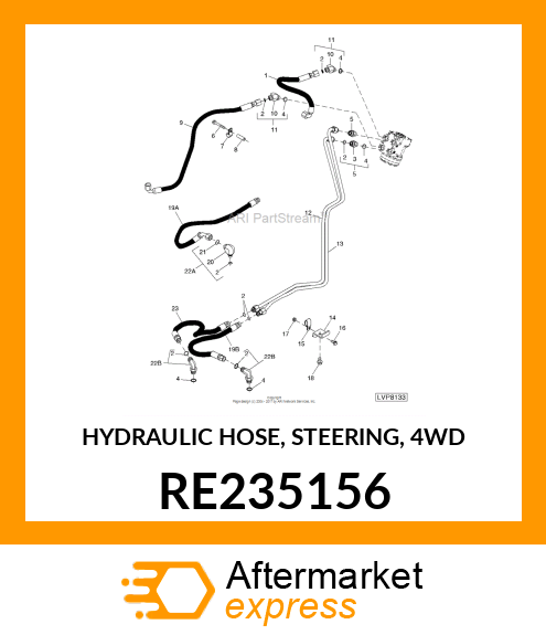 HYDRAULIC HOSE, STEERING, 4WD RE235156