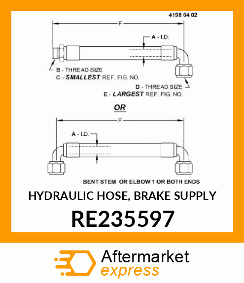 HYDRAULIC HOSE, BRAKE SUPPLY RE235597