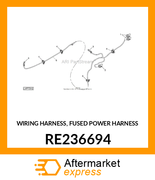 WIRING HARNESS, FUSED POWER HARNESS RE236694