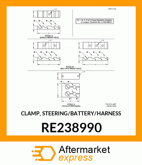 CLAMP, STEERING/BATTERY/HARNESS RE238990