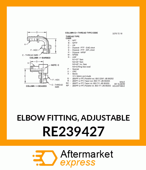 ELBOW FITTING, ADJUSTABLE RE239427