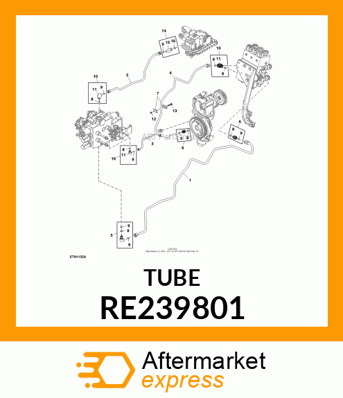 OIL LINE, TRIPLE MID SCV TO FILTER RE239801