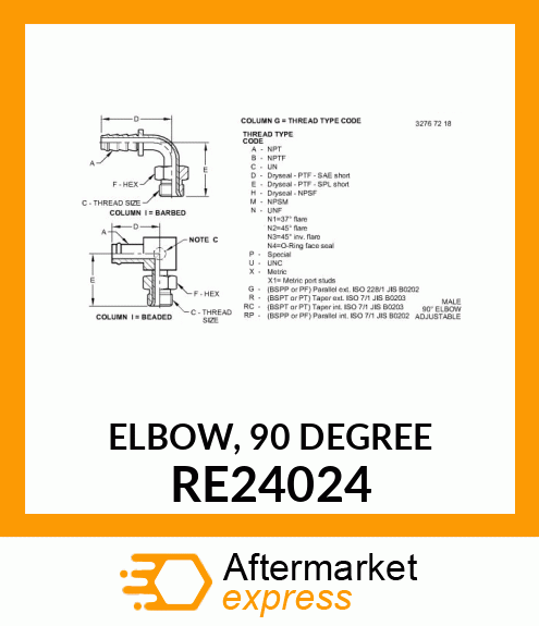 ELBOW, 90 DEGREE RE24024