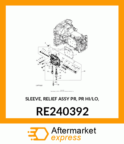 SLEEVE, RELIEF ASSY PR, PR HI/LO, RE240392