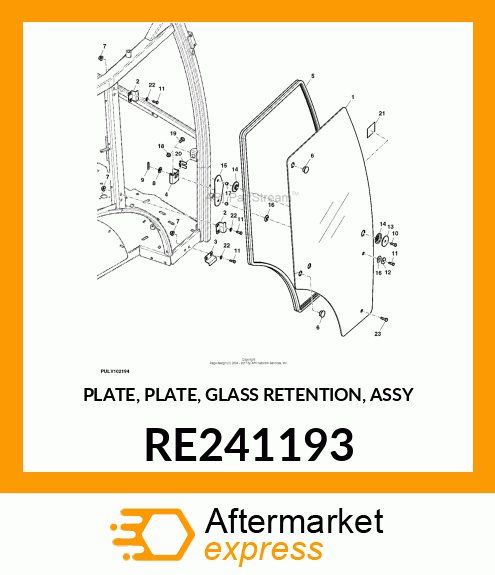 PLATE, PLATE, GLASS RETENTION, ASSY RE241193
