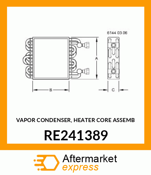 VAPOR CONDENSER, HEATER CORE ASSEMB RE241389