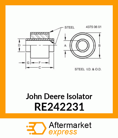 ISOLATOR, RUBBER CORE BUSHING RE242231