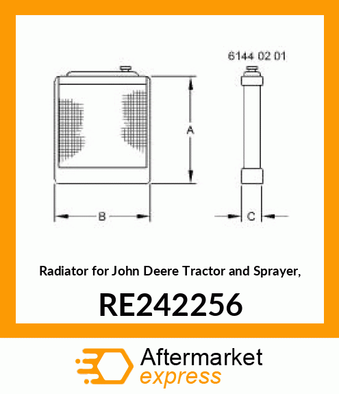 RADIATOR, 5 ROW 10 FPI 890 TALL DEN RE242256