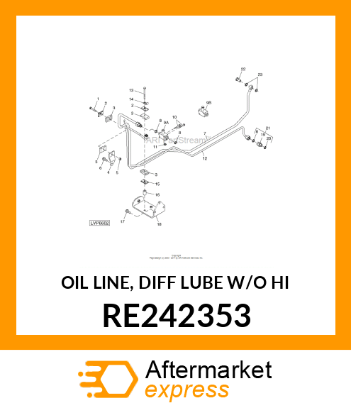 OIL LINE, DIFF LUBE W/O HI RE242353