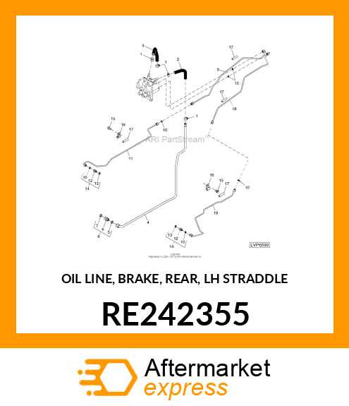 OIL LINE, BRAKE, REAR, LH STRADDLE RE242355