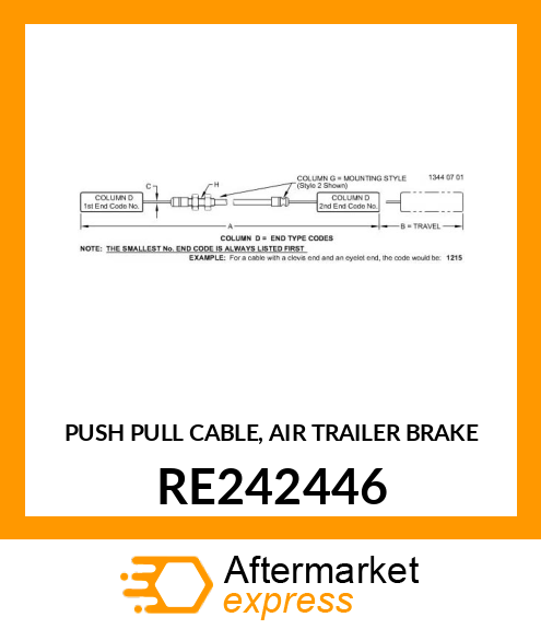 PUSH PULL CABLE, AIR TRAILER BRAKE RE242446