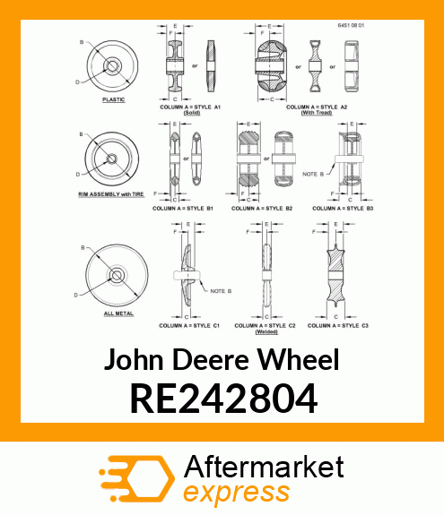 WHEEL, DRIVEWHEEL WITH RUBBER, RIGH RE242804