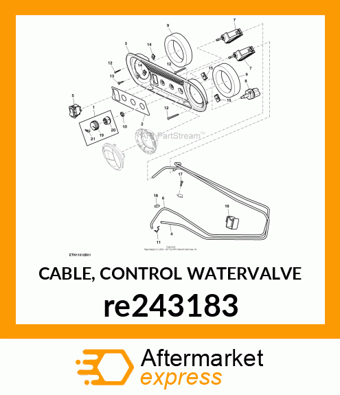 CABLE, CONTROL WATERVALVE re243183