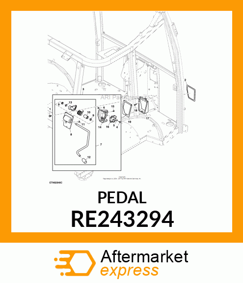 PEDAL, FOOT THROTTLE, ASSEMBLY RE243294