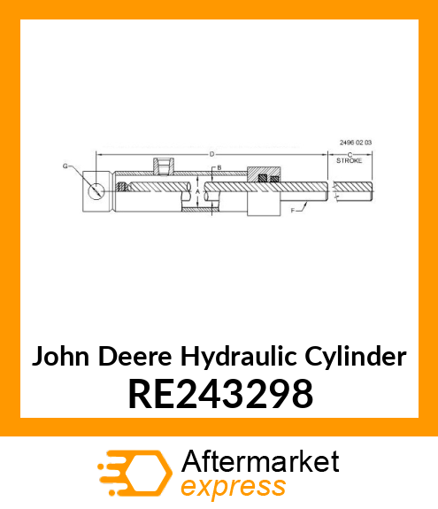 HYDRAULIC CYLINDER, 112MM HITCH CYL RE243298