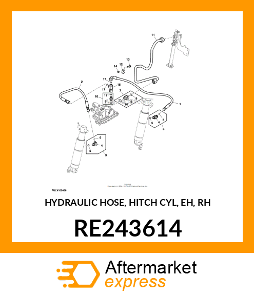 HYDRAULIC HOSE, HITCH CYL, EH, RH RE243614