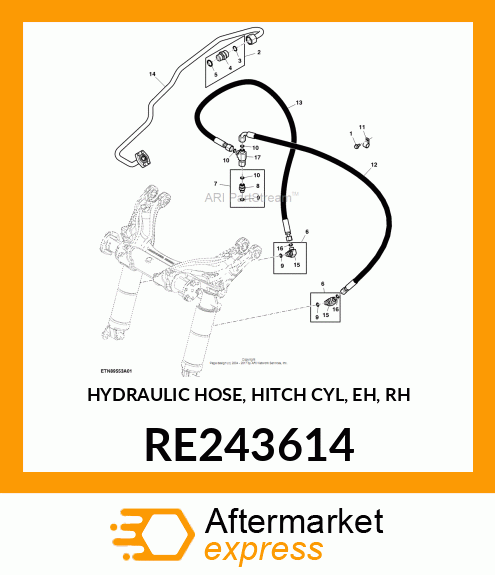 HYDRAULIC HOSE, HITCH CYL, EH, RH RE243614