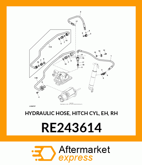 HYDRAULIC HOSE, HITCH CYL, EH, RH RE243614