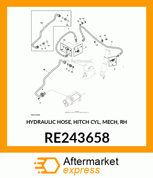 HYDRAULIC HOSE, HITCH CYL, MECH, RH RE243658