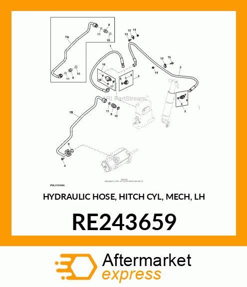 HYDRAULIC HOSE, HITCH CYL, MECH, LH RE243659