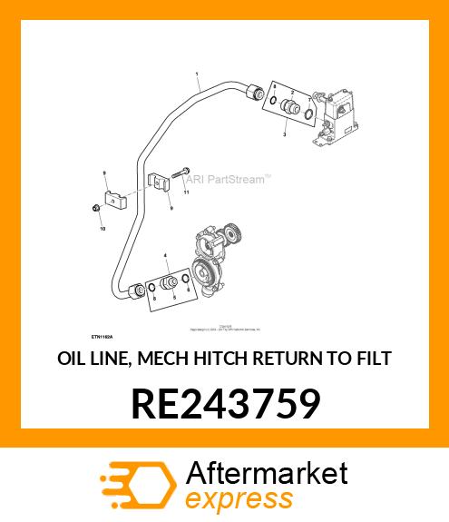 OIL LINE, MECH HITCH RETURN TO FILT RE243759