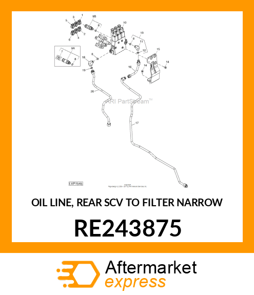 OIL LINE, REAR SCV TO FILTER NARROW RE243875