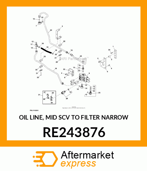 OIL LINE, MID SCV TO FILTER NARROW RE243876