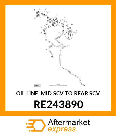 OIL LINE, MID SCV TO REAR SCV RE243890