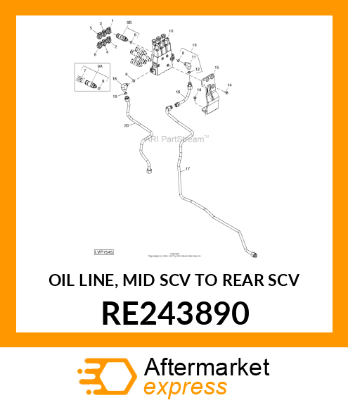 OIL LINE, MID SCV TO REAR SCV RE243890