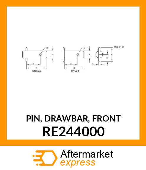 PIN, DRAWBAR, FRONT RE244000