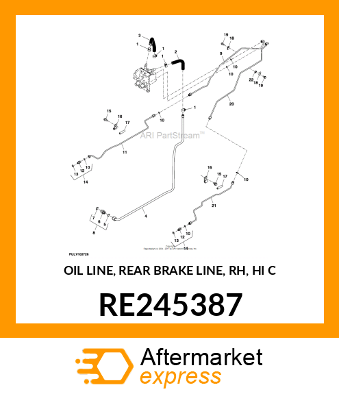 OIL LINE, REAR BRAKE LINE, RH, HI C RE245387