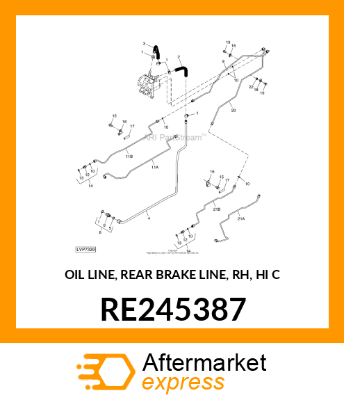 OIL LINE, REAR BRAKE LINE, RH, HI C RE245387