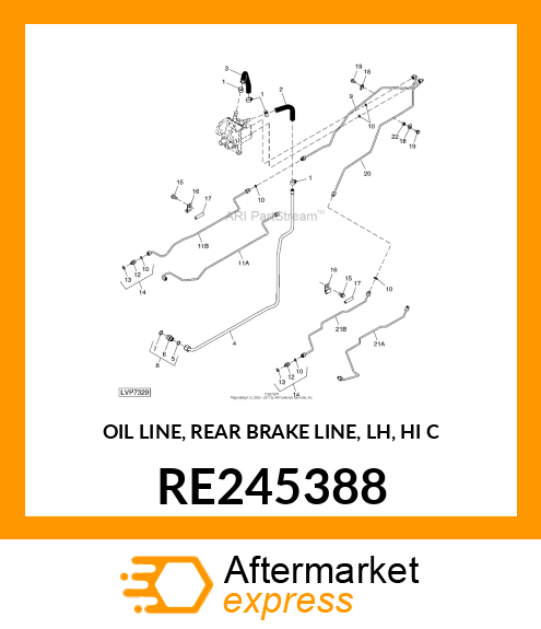 OIL LINE, REAR BRAKE LINE, LH, HI C RE245388