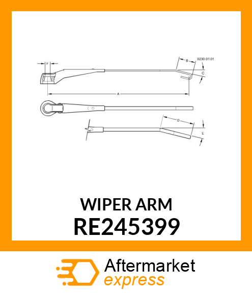 WIPER ARM, WINDSHIELD RE245399