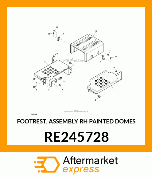 FOOTREST, ASSEMBLY RH PAINTED DOMES RE245728