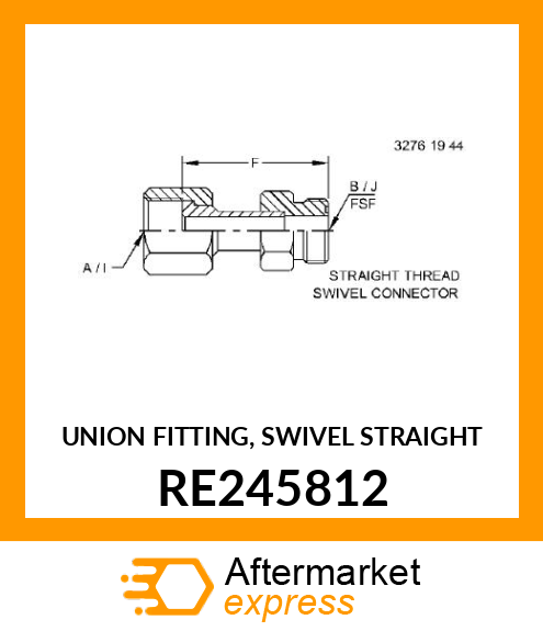 UNION FITTING, SWIVEL STRAIGHT RE245812