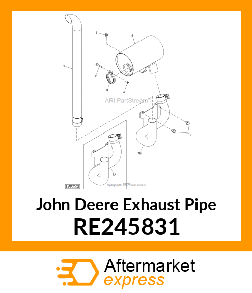 EXHAUST PIPE, 4045 ENGINE U RE245831