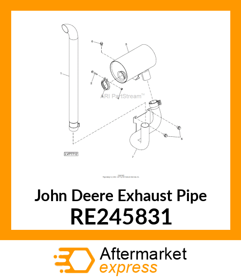 EXHAUST PIPE, 4045 ENGINE U RE245831