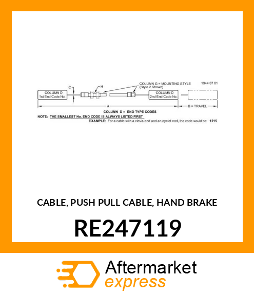 CABLE, PUSH PULL CABLE, HAND BRAKE RE247119