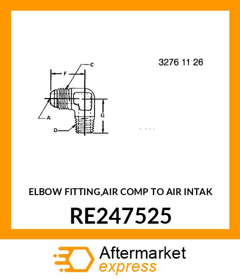 ELBOW FITTING,AIR COMP TO AIR INTAK RE247525