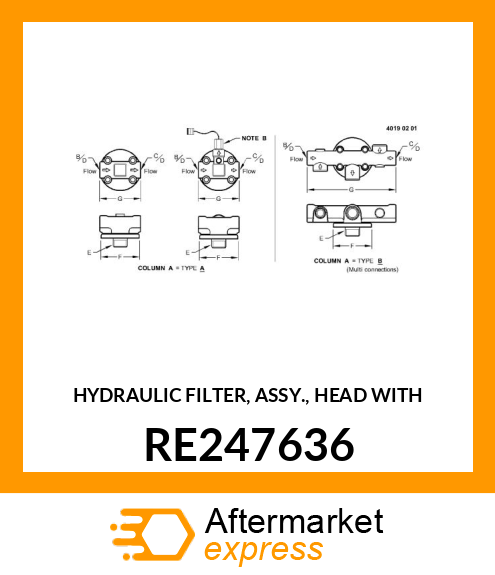 HYDRAULIC FILTER, ASSY., HEAD WITH RE247636