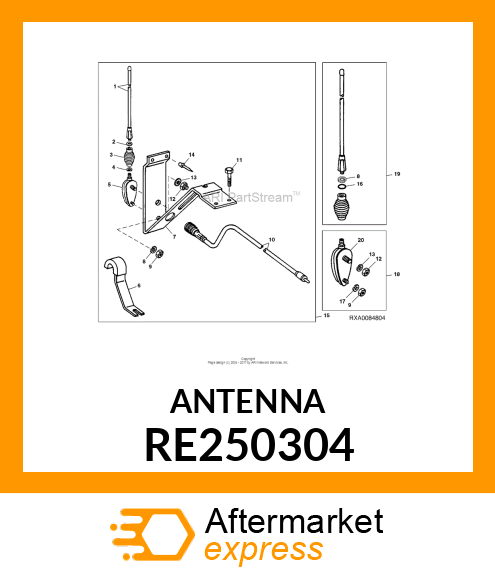 ANTENNA BASE W/MOUNTING HARDWARE RE250304