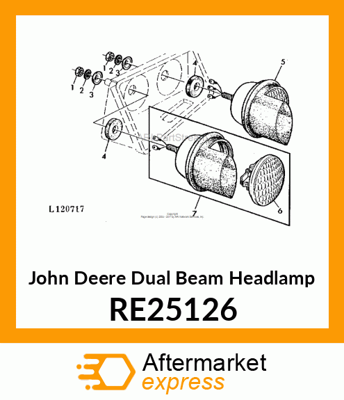 DUAL BEAM HEADLAMP, TRACTOR, RH RE25126