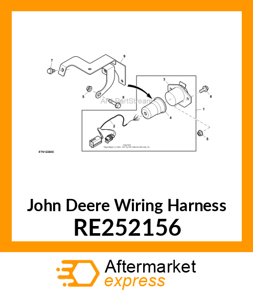 WIRING HARNESS, SOCKET OUTLET SAE RE252156